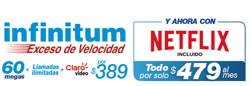 infinitum 60 megas + netflix todo por $479