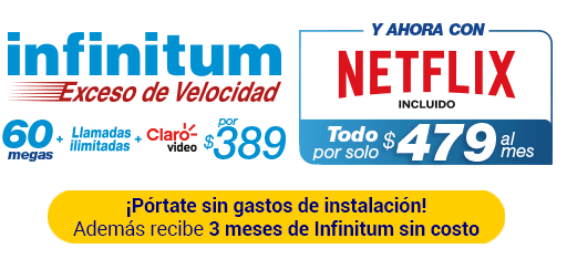 Infinitum 60 megas + Netflix todo por $479